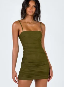 Princess Polly Shivani Mini Dress   Dark Khaki Sale