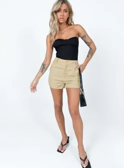 Princess Polly Sibel Shorts  Beige Clearance