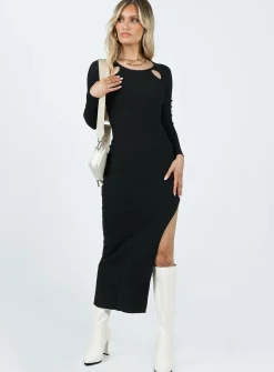 Princess Polly Sidney Long Sleeve Maxi Dress Black Store