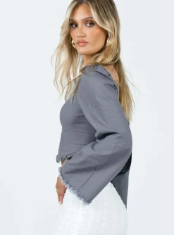 Princess Polly Silvanna Long Sleeve Top  Blue Cheap
