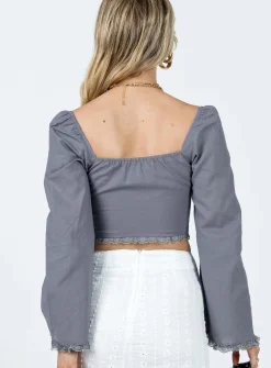 Princess Polly Silvanna Long Sleeve Top  Blue Cheap