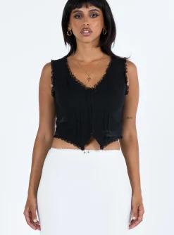 Princess Polly Silvanna Top  Black New