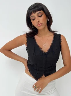 Princess Polly Silvanna Top  Black New
