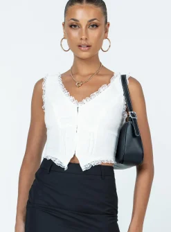 Princess Polly Silvanna Top  White Clearance