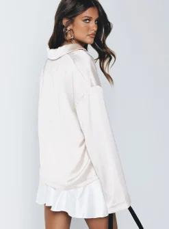 Princess Polly Sintra Satin Long Sleeve Shirt Champagne Flash Sale