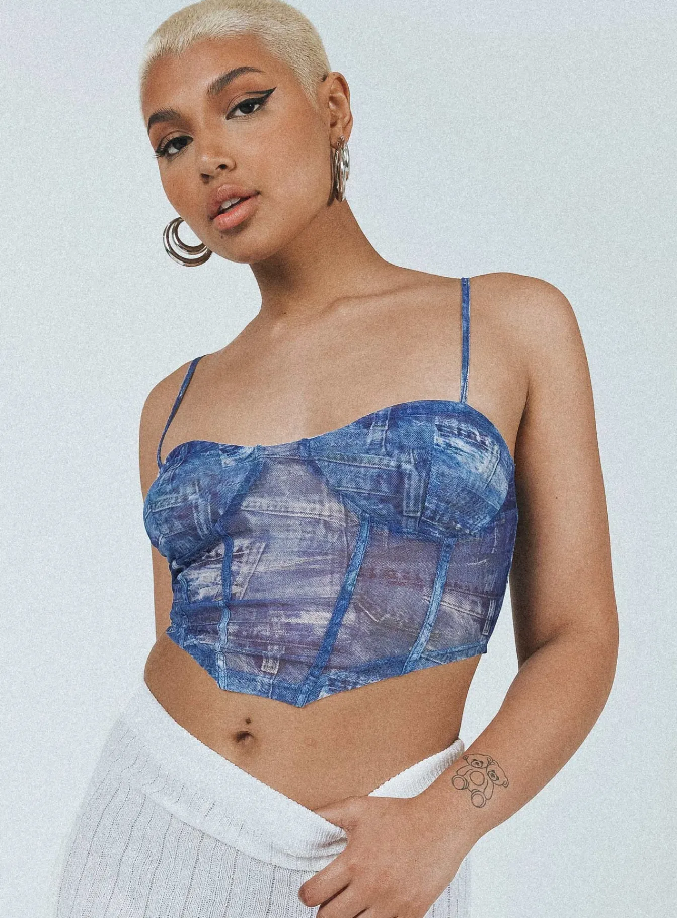 Princess Polly Sisto Top Blue Clearance