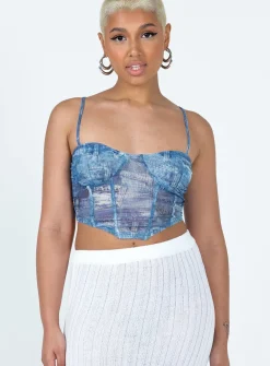 Princess Polly Sisto Top Blue Clearance