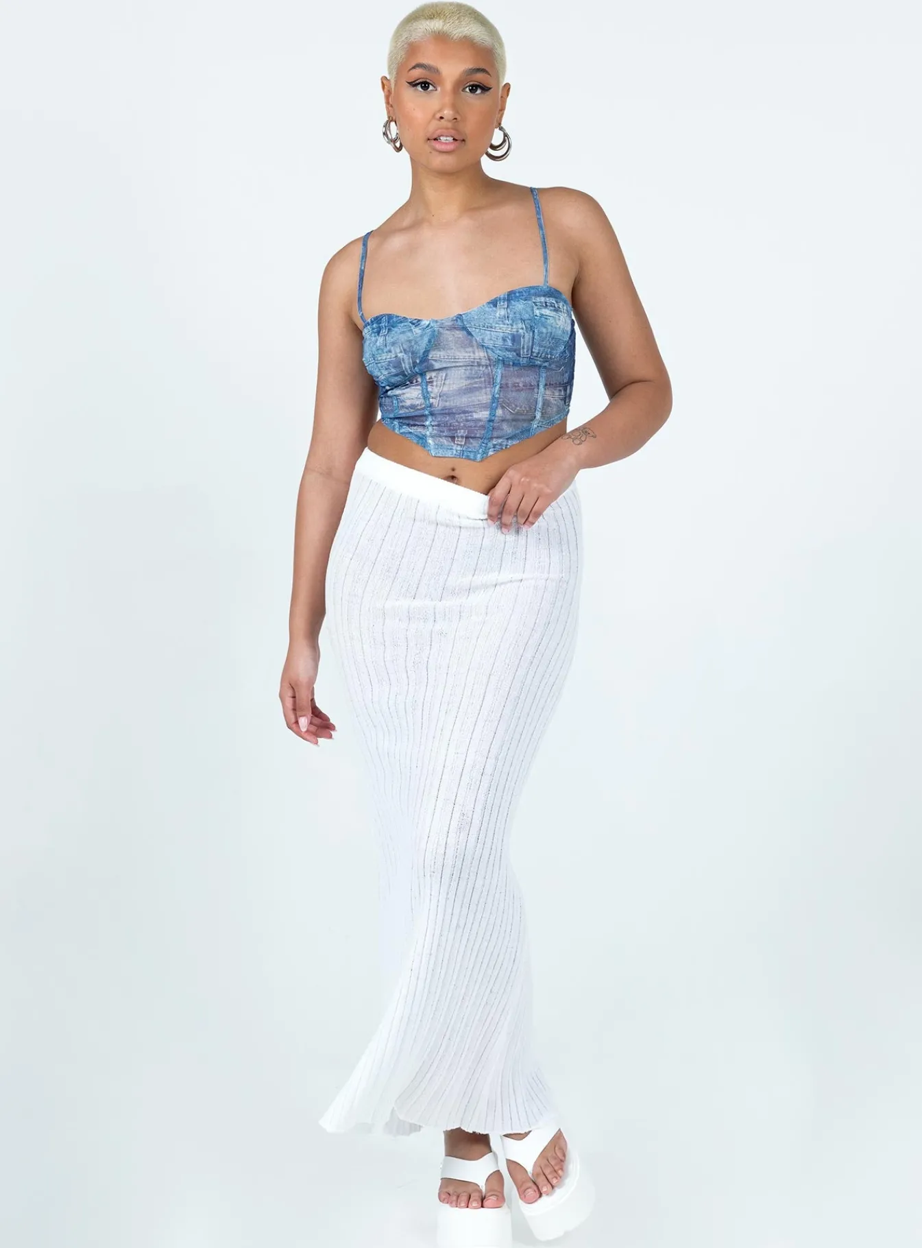 Princess Polly Sisto Top Blue Clearance