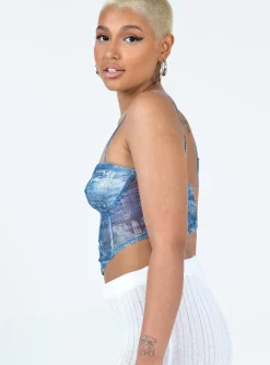 Princess Polly Sisto Top Blue Clearance