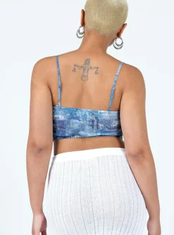 Princess Polly Sisto Top Blue Clearance