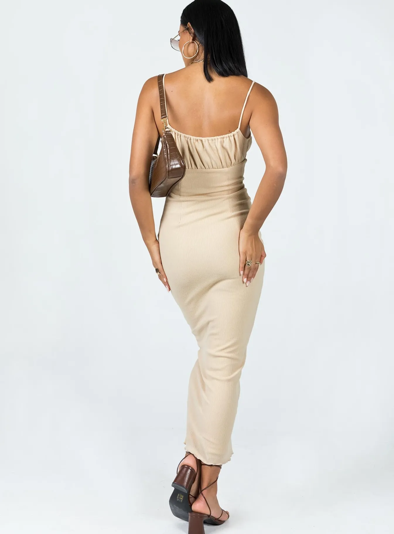 Princess Polly Slow Dancing Maxi Dress Beige Clearance