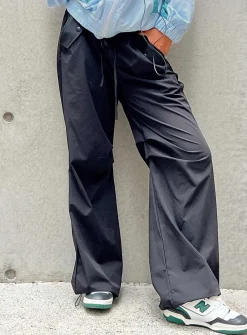 Princess Polly Snow Parachute Pants  Black Outlet
