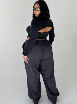 Princess Polly Snow Parachute Pantscurve Slate Clearance
