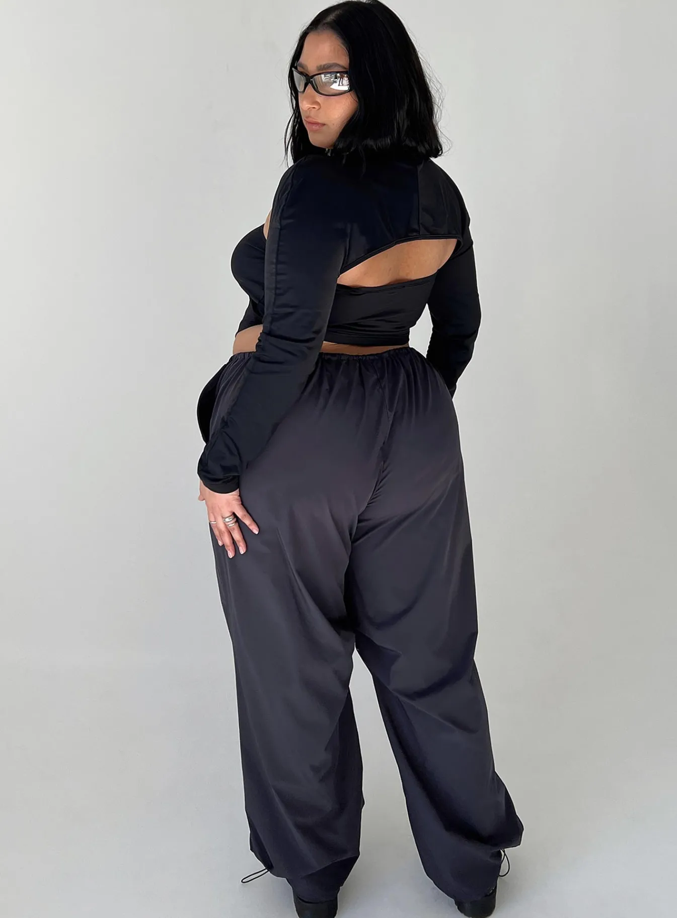 Princess Polly Snow Parachute Pantscurve Slate Clearance