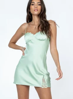 Princess Polly Snowbird Mini Dress  Green Clearance