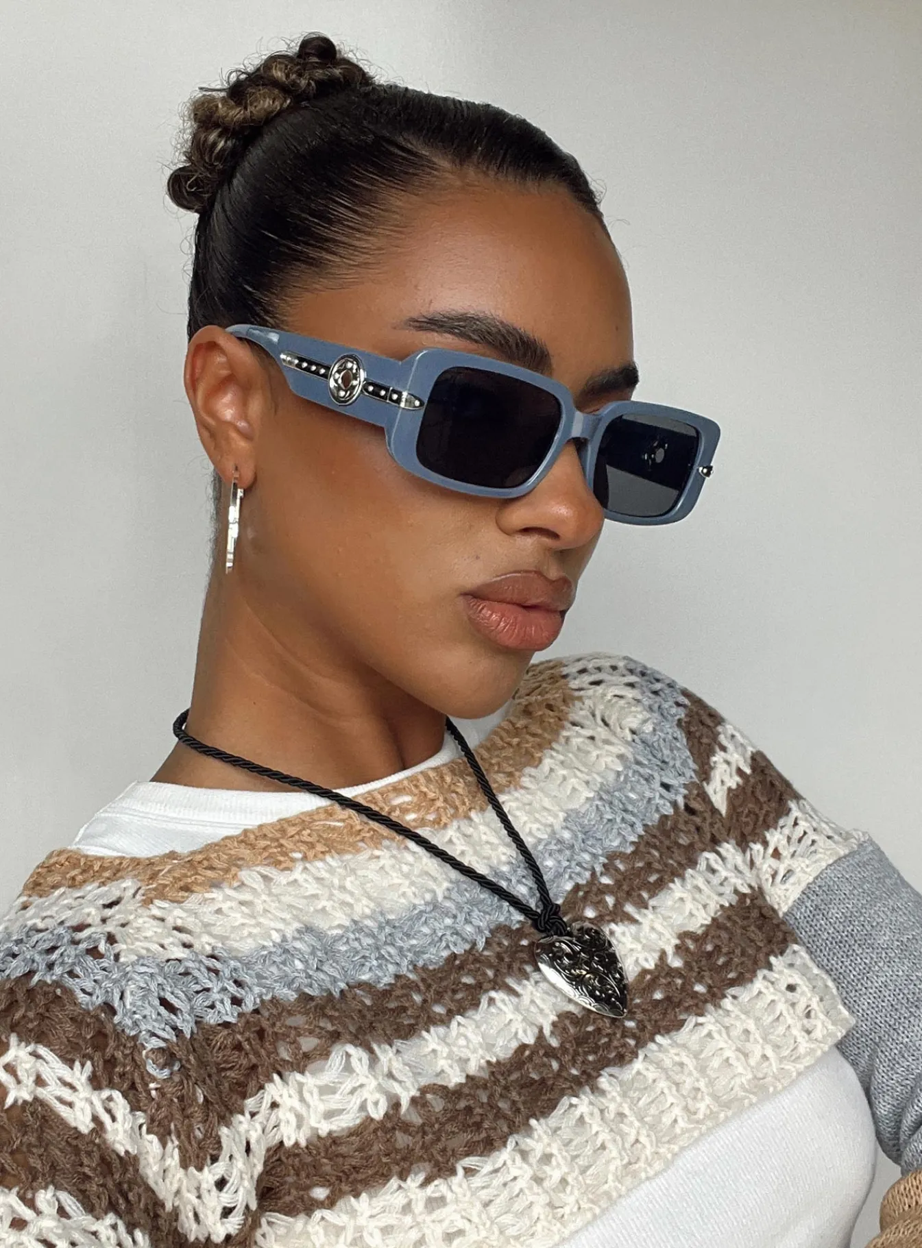Princess Polly Solano Sunglasses Slate Grey / Silver Slate / Silver New