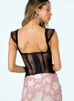 Princess Polly Some Like It Hot Lace Corset  Onyx New