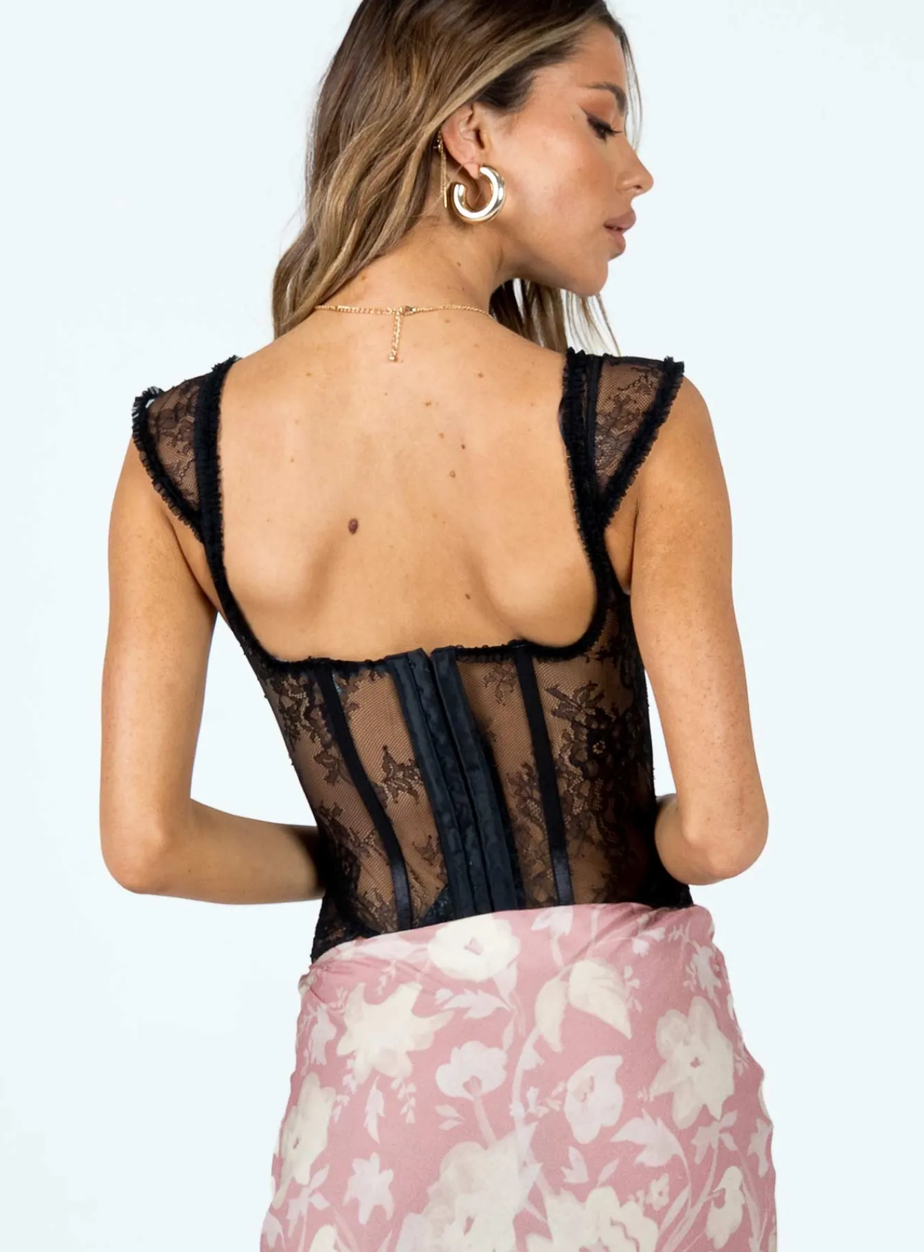 Princess Polly Some Like It Hot Lace Corset  Onyx New
