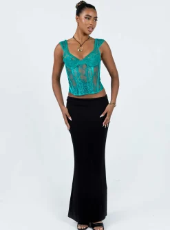Princess Polly Some Like It Hot Lace Corset Teal Flash Sale