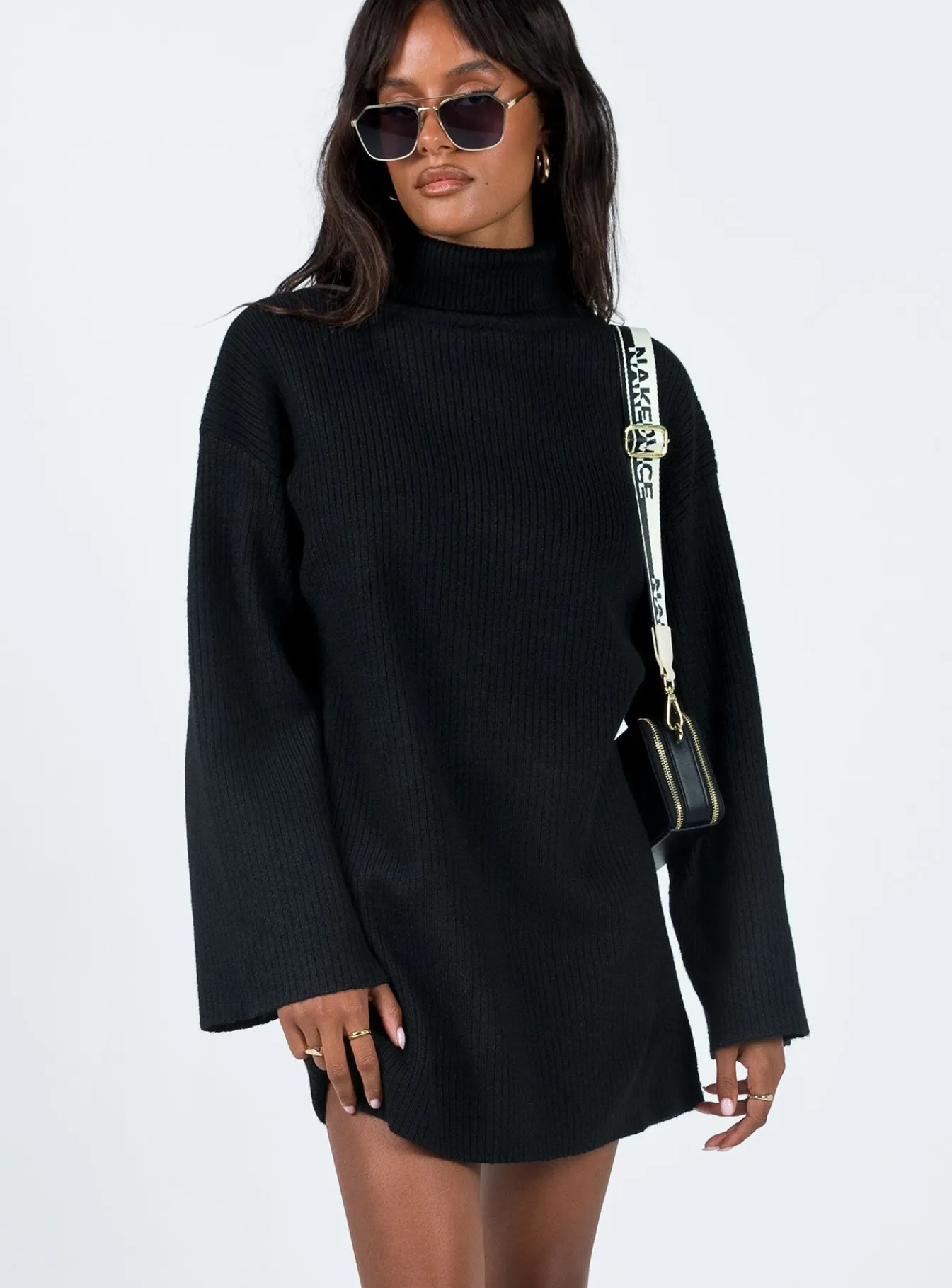 Princess Polly Sonelle Knit Mini Dress Black New