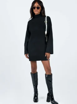 Princess Polly Sonelle Knit Mini Dress  Black New