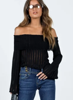 Princess Polly Sorrel Off The Shoulder Top  Black Hot