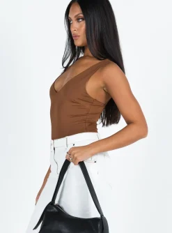 Princess Polly Sosie Bodysuit Brown Cheap