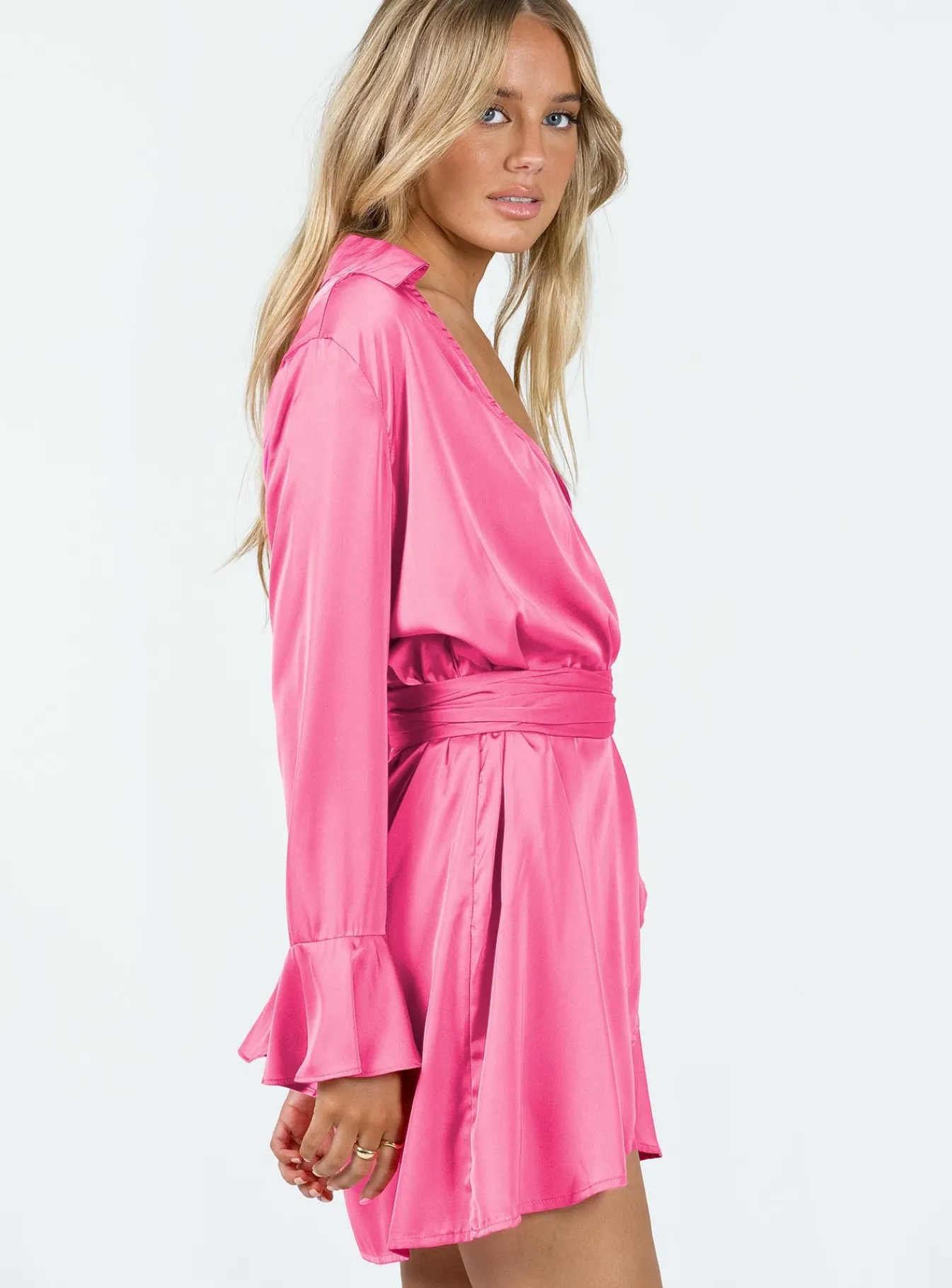 Princess Polly Spiers Wrap Mini Dress Hot Pink Discount