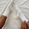 Princess Polly Sports Crew Ribbed Sock   White Clearance