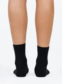 Princess Polly Sports Crew Ribbed Socks  Black Hot