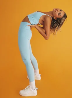 Princess Polly Sports Star Leggings  Blue Outlet
