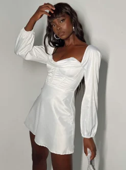 Princess Polly Spotlight Long Sleeve Mini Dress White Online