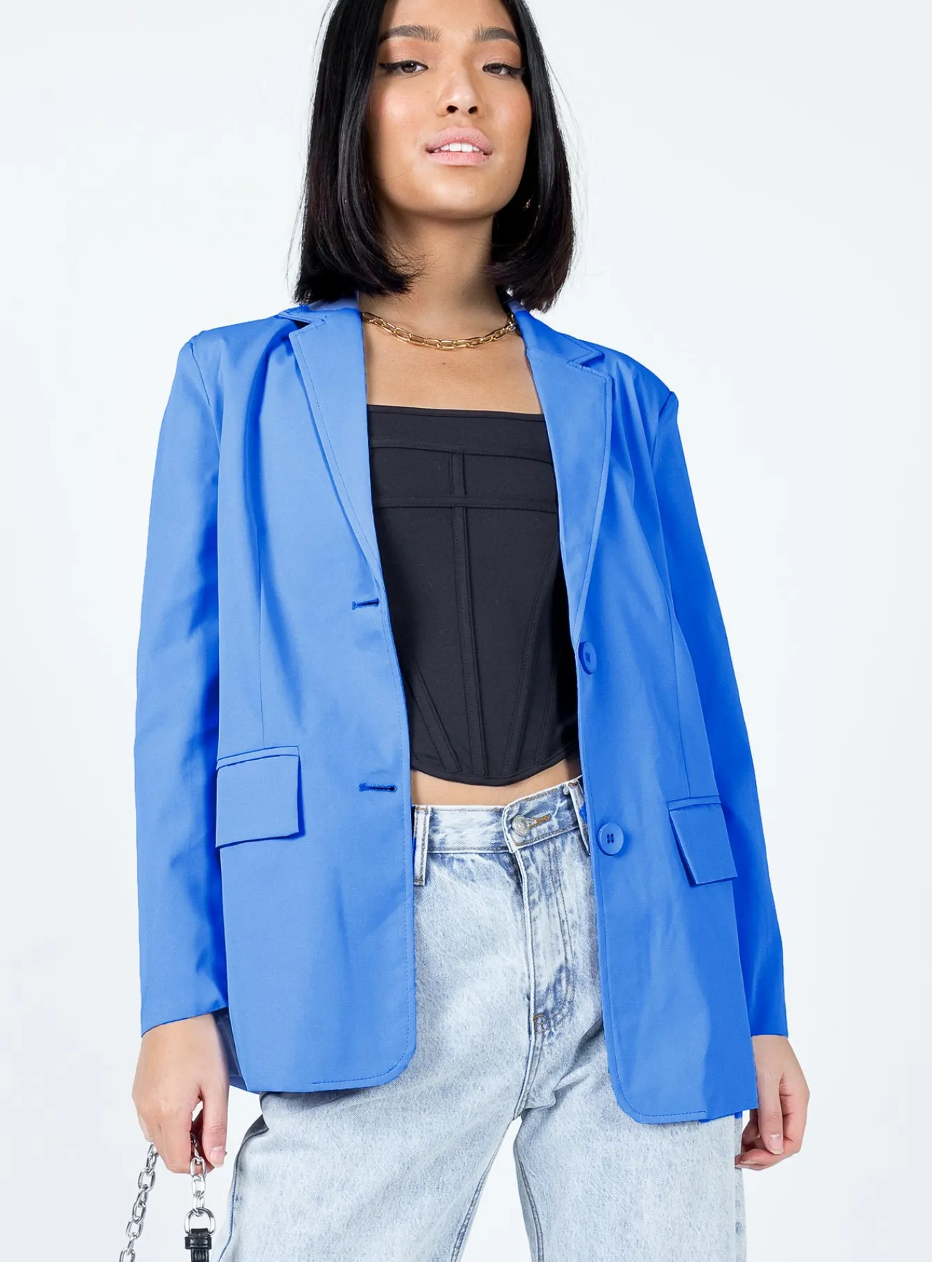 Princess Polly Spring Issue Blazer Blue Shop