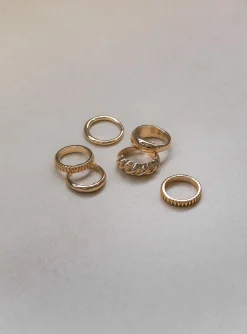 Princess Polly Stables Ring Pack Gold New
