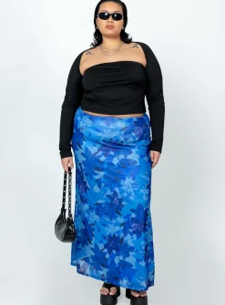 Princess Polly Starry Midi Skirtcurve   Blue Outlet