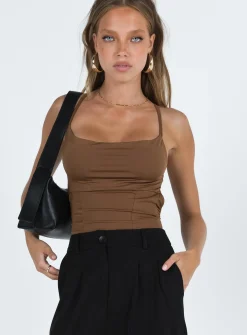 Princess Polly Stasey Bodysuit Brown Beige Hot