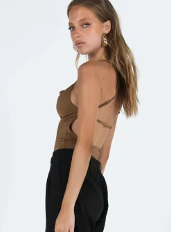 Princess Polly Stasey Bodysuit Brown Beige Hot