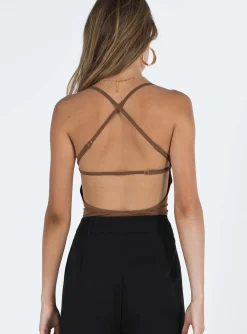 Princess Polly Stasey Bodysuit Brown Beige Hot