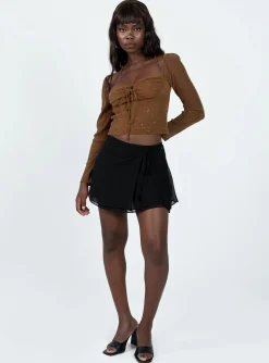 Princess Polly Stassy Long Sleeve Top  Brown Hot