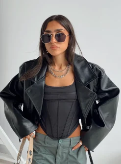 Princess Polly Staten Island Jacket  Black Best