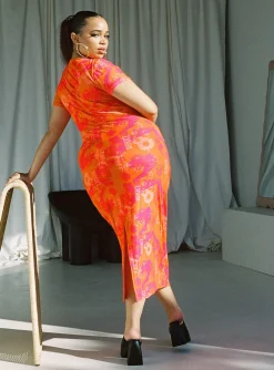 Princess Polly Stella Midi Dress Orangecurve   Multi Discount