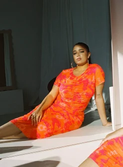 Princess Polly Stella Midi Dress Orangecurve   Multi Discount