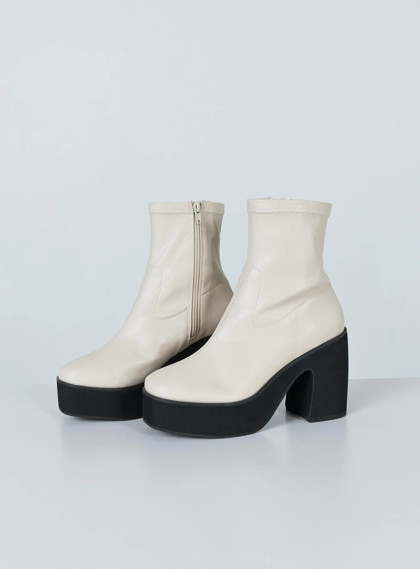 Princess Polly Stillwater Platform Boots Cream Cheap