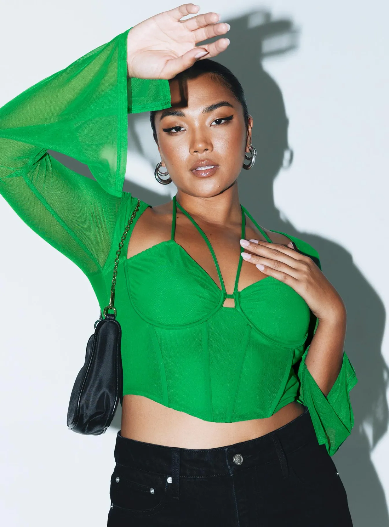 Princess Polly Stimpson Long Sleeve Top Green Clearance