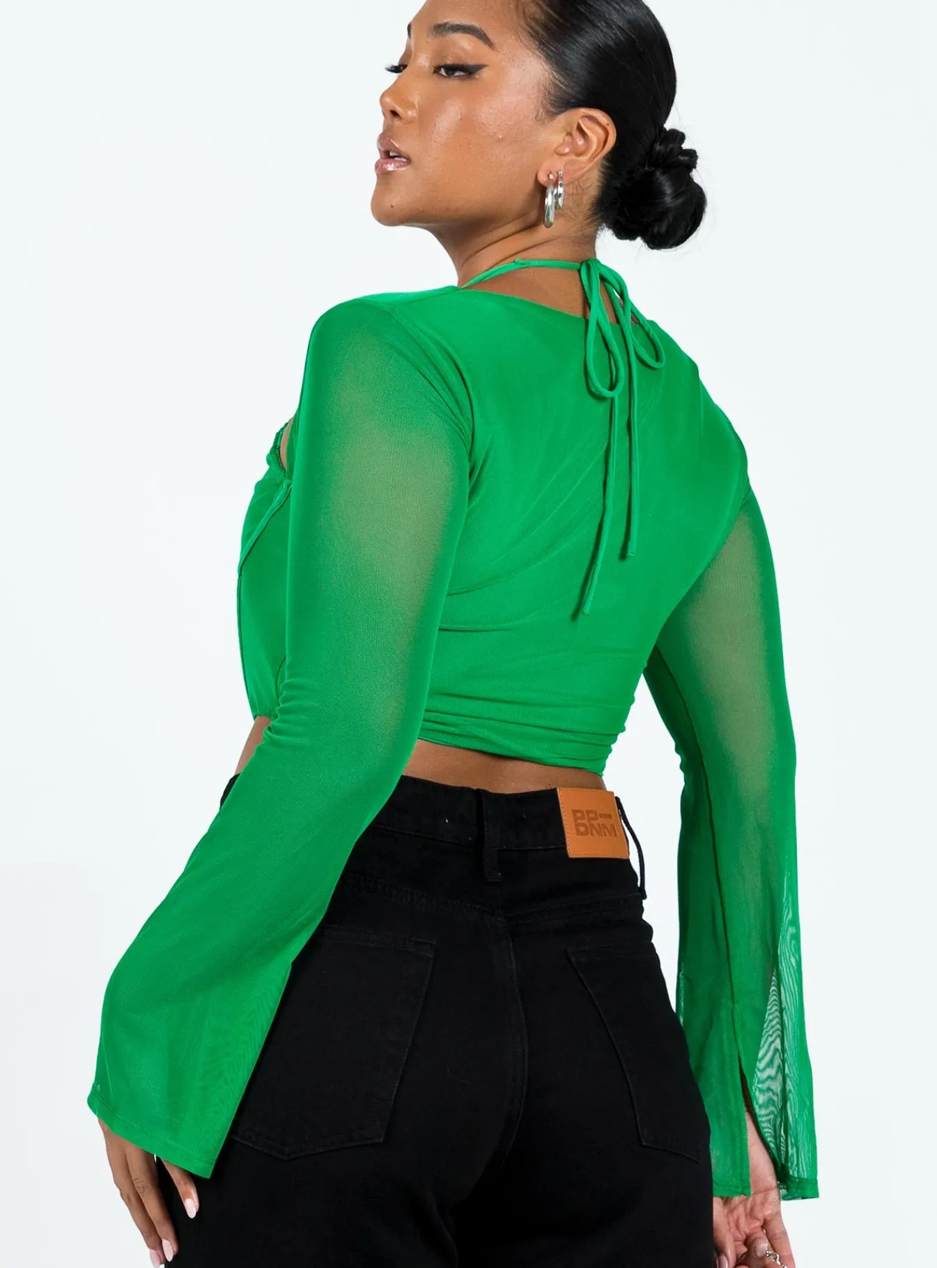 Princess Polly Stimpson Long Sleeve Top Green Clearance