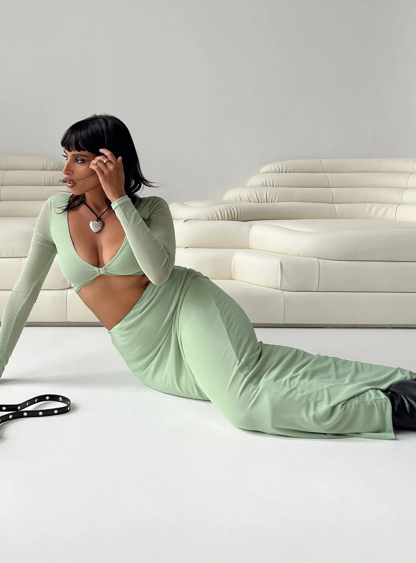 Princess Polly Strand Set Green Hot