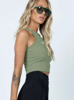 Princess Polly Striker Tank Top Sage Sale