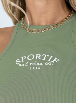 Princess Polly Striker Tank Top Sage Sale