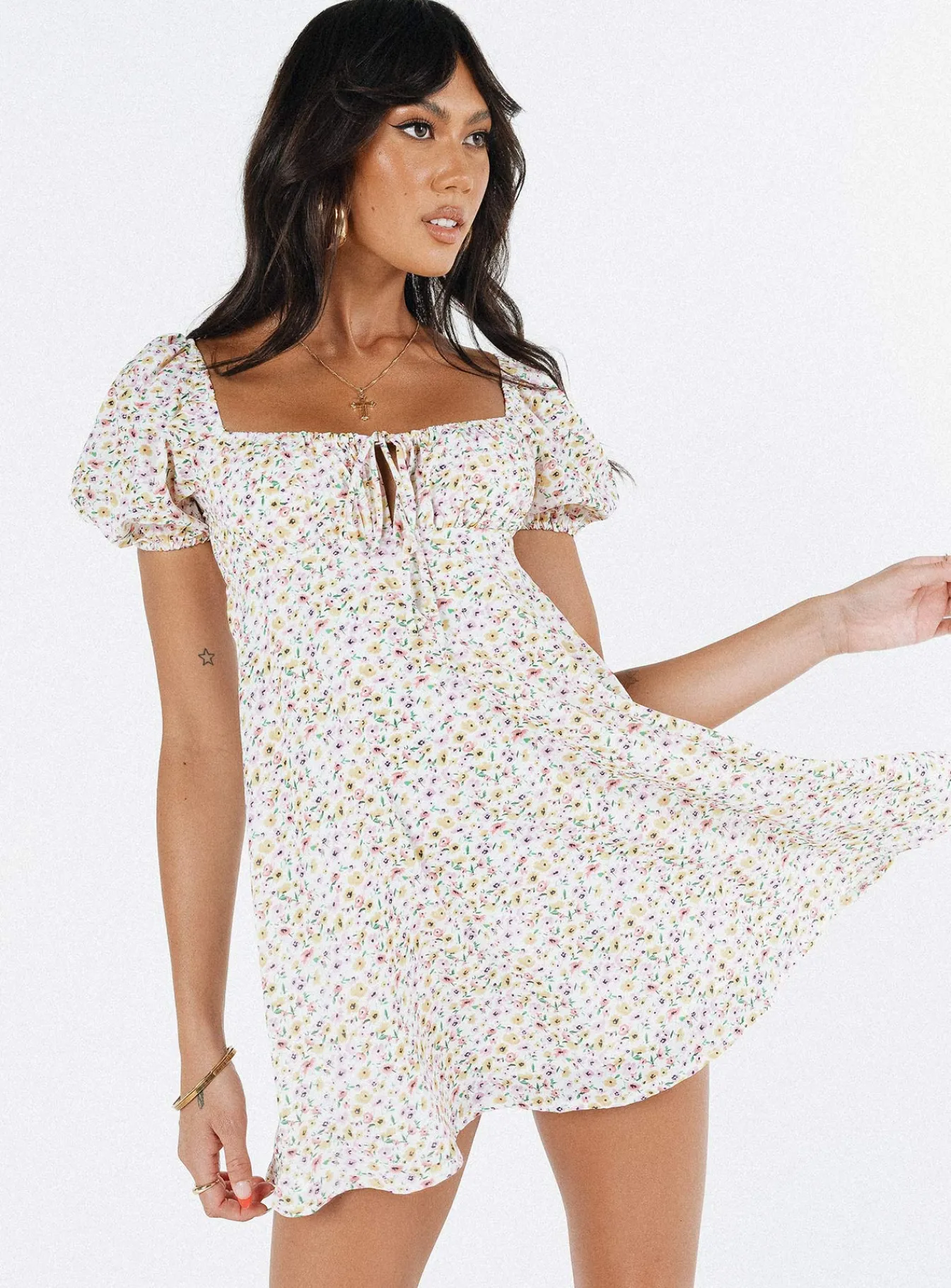 Princess Polly Sudarso Mini Dress Yellow Floral Fashion