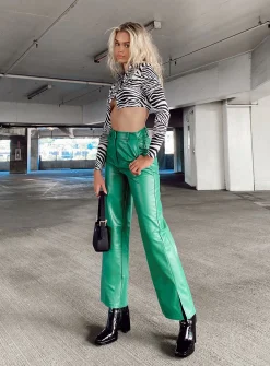 Princess Polly Suki Pants  Green Flash Sale